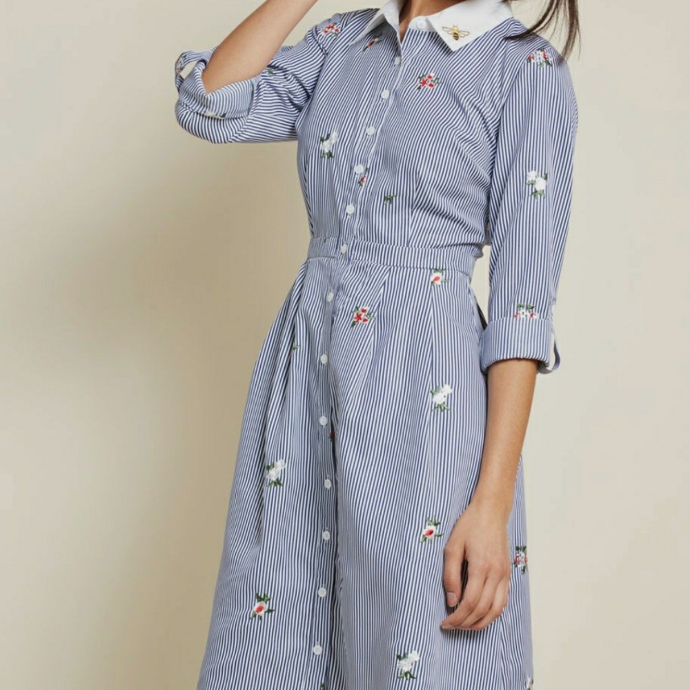 Striped button down dress